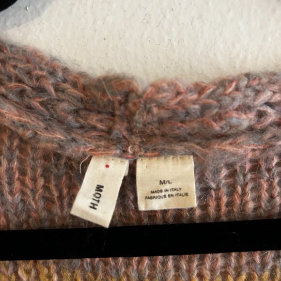 Anthropologie + MOTH Rinda Ombre Rainbow Mohair Blend Sleeveless Cardigan Sz M/L - Picture 6 of 6